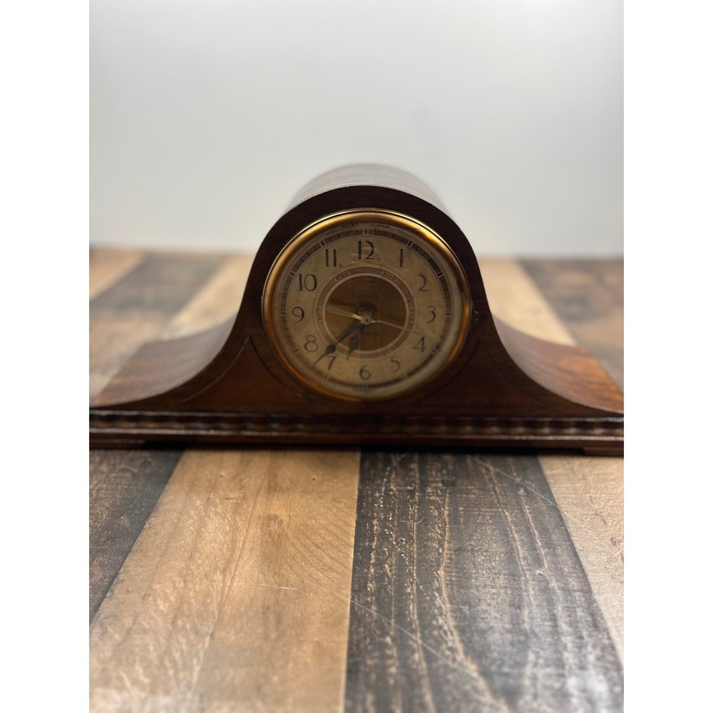 Vintage New Haven Tambour No. 8 Wood Mantel Clock Quartz Conversion Humpback